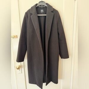 Zara Women's Black Open Wool-blend Coat